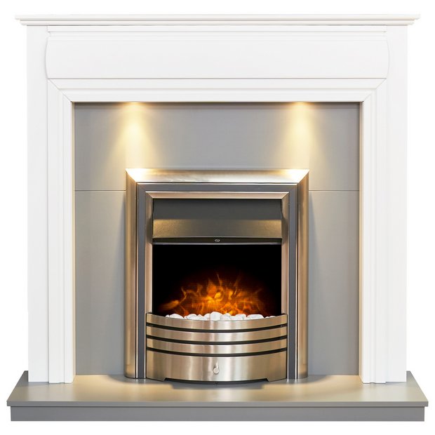 Buy Adam Honley Electric Fire Suite - White and Grey | Electric fires |  Argos