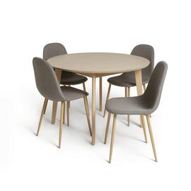 Habitat Skandi Round Oak Table and 4 Beni Chairs