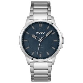HUGO Men's Blue Dial Silver Stainless Steel Bracelet Watch