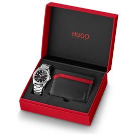 HUGO Adventure Men's Stainless Steel Bracelet Watch Gift Set