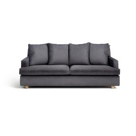 Habitat Lana 3 Seater Velvet Sofa with Cushion - Charcoal