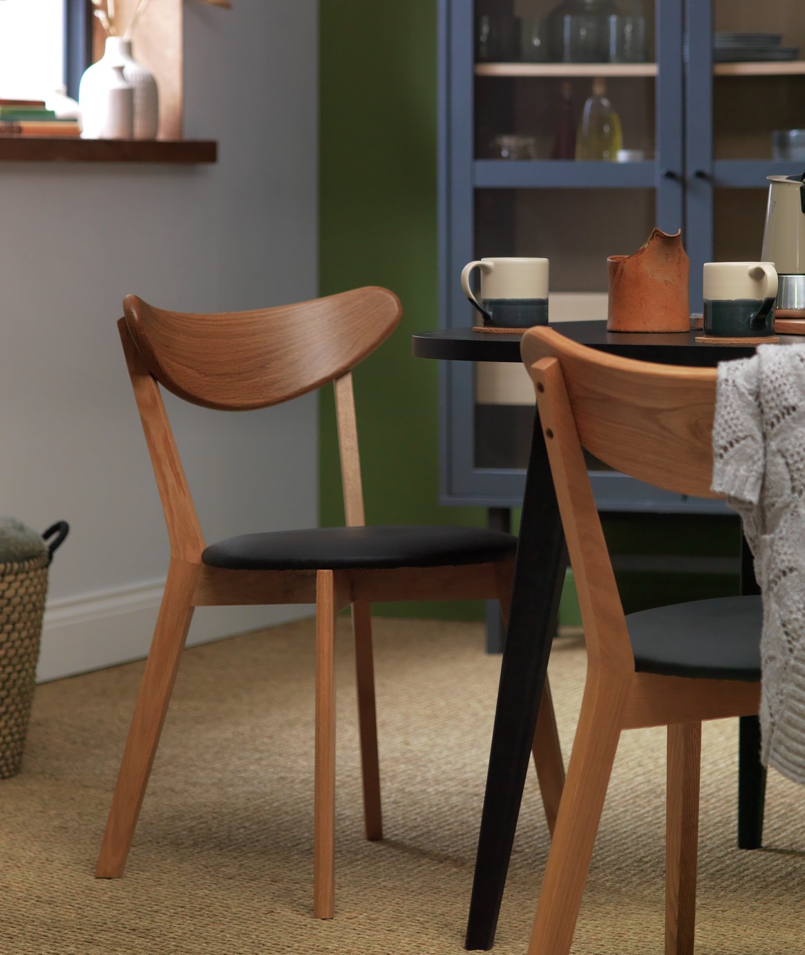 Habitat Sophie Pair of Faux Leather Dining Chair - Oak