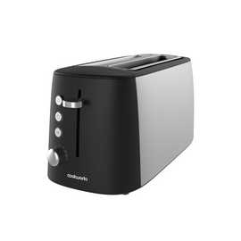 Cookworks Long Slot 4 Slice Toaster - Black and Silver