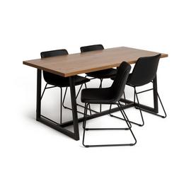 Habitat Nomad Wood Dining Table and 4 Joey Black Chairs