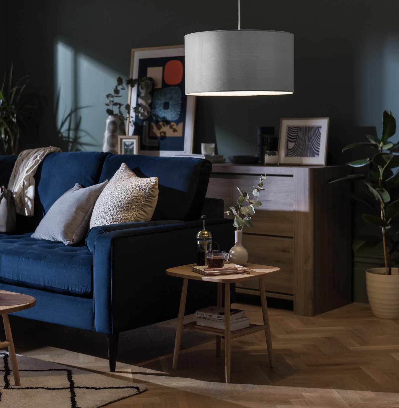 Habitat Grey Velvet Easy Fit Lampshade - 49cm