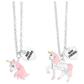 Emoji Silver Plated Best Friends Unicorn Pendant Necklace