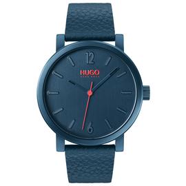 HUGO Men's Rase Blue Leather Strap Watch