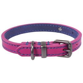 Joules Pink Leather Dog Collar - Medium 