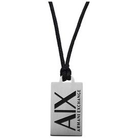 Armani Exchange Mens Silver Stainless Steel Dog Tag Necklace