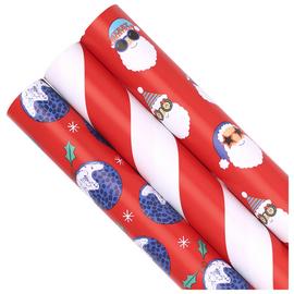 Habitat 3 x 8m Rolls of Christmas Wrapping Paper – Red