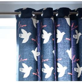 Habitat Folktale Bird Print Lined Eyelet Curtains 