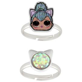 LOL Surprise Silver Plated Glitter Ring - Set of 2