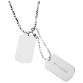 Silver Plated Men's Personalised Dog Tag Pendant Necklace
