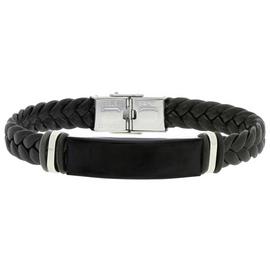 Stainless Steel and Leather Men's Personalised ID Bracelet