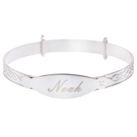 Sterling Silver Kid's Personalised Diamond Baby Bangle