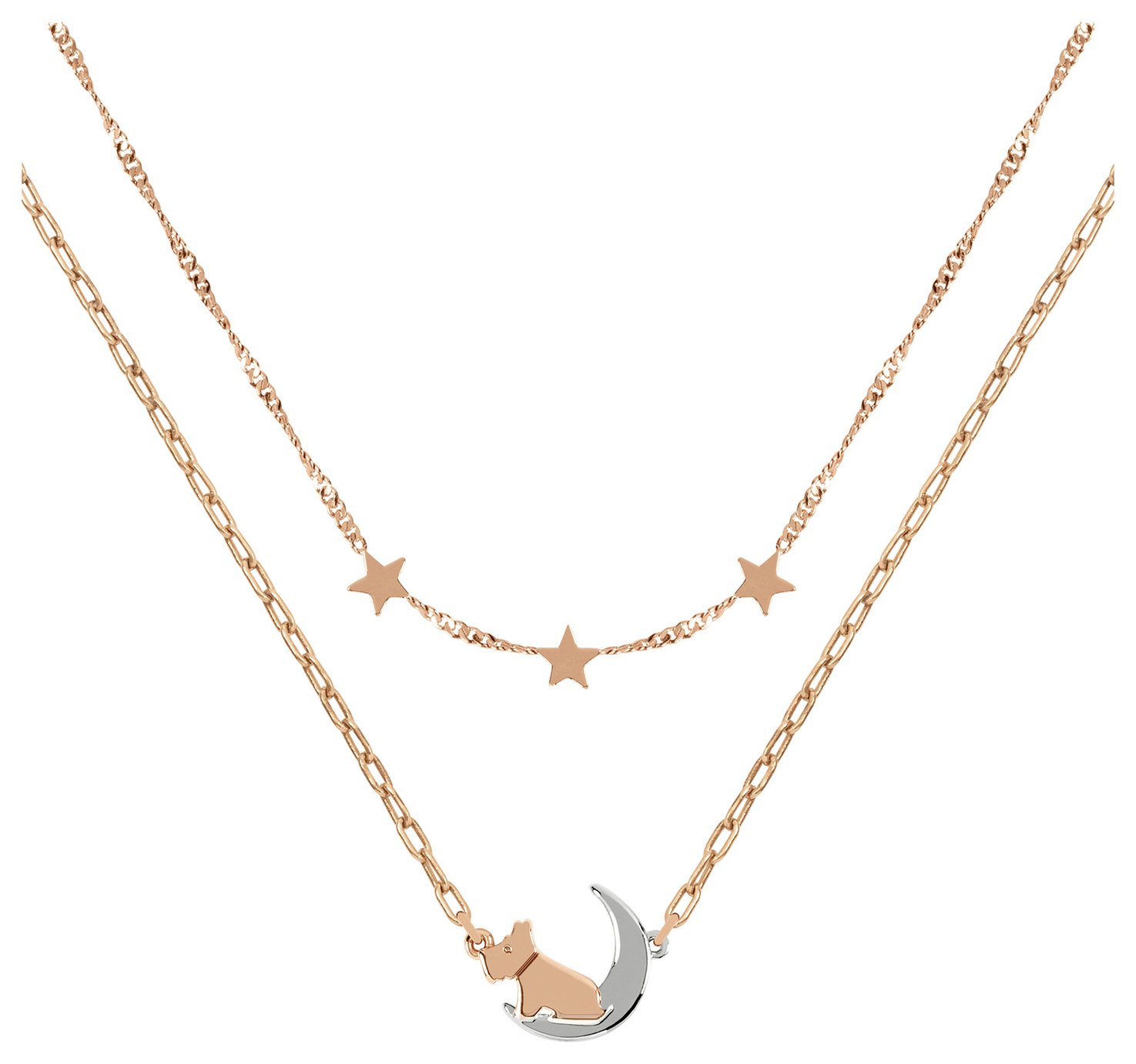 Radley 18ct Rose Gold Silver Plated Moon and Star Necklace