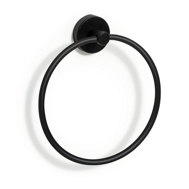 Buy Habitat Wall Mounted Towel Ring - Matt Black, Towel rails and rings