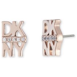 DKNY Rose Gold Plated Round Crystal Stud Earrings