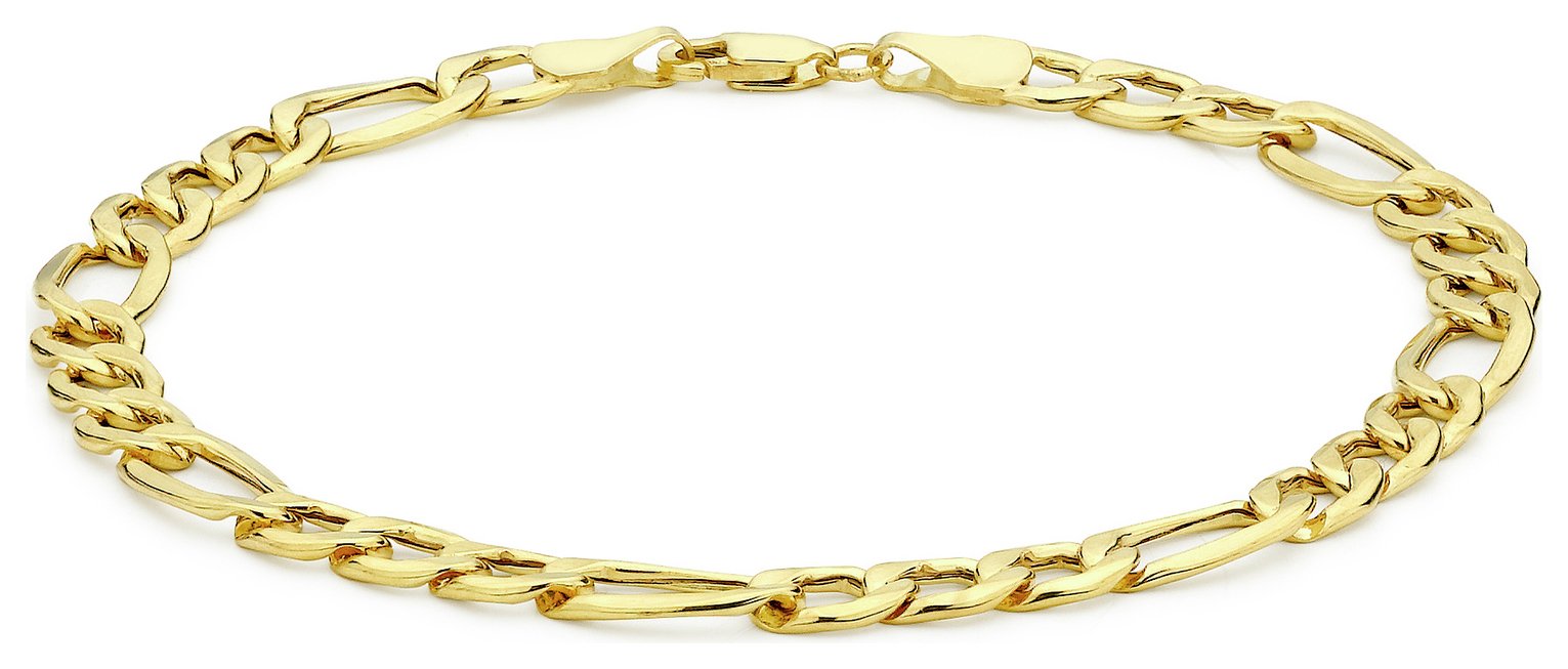 Revere 9ct Gold Italian Diamond Cut Figaro Bracelet