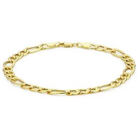 9ct Gold Italian Diamond Cut Figaro Link 8 Inch Bracelet