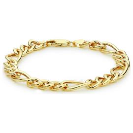 9ct Gold Italian Diamond Cut Figaro Link 8 Inch Bracelet