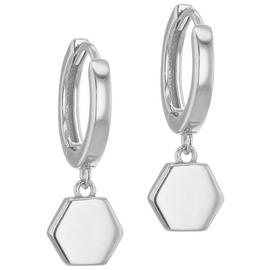 Sterling Silver Personalised Hexagon Charm Hoop Earrings