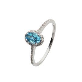 Revere Sterling Silver Blue and White Topaz Halo Ring