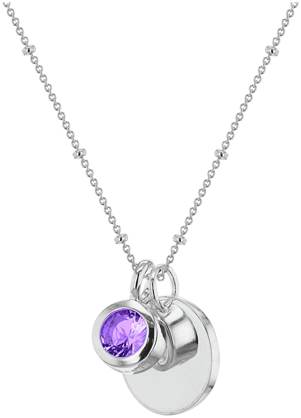 Revere Sterling Silver Personalised Pendant - February