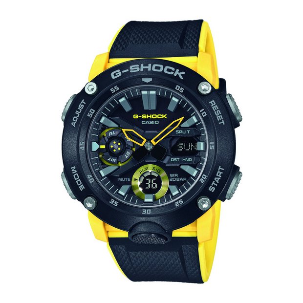 Buy Casio G Shock Men s Black and Yellow Resin Strap Watch Men s