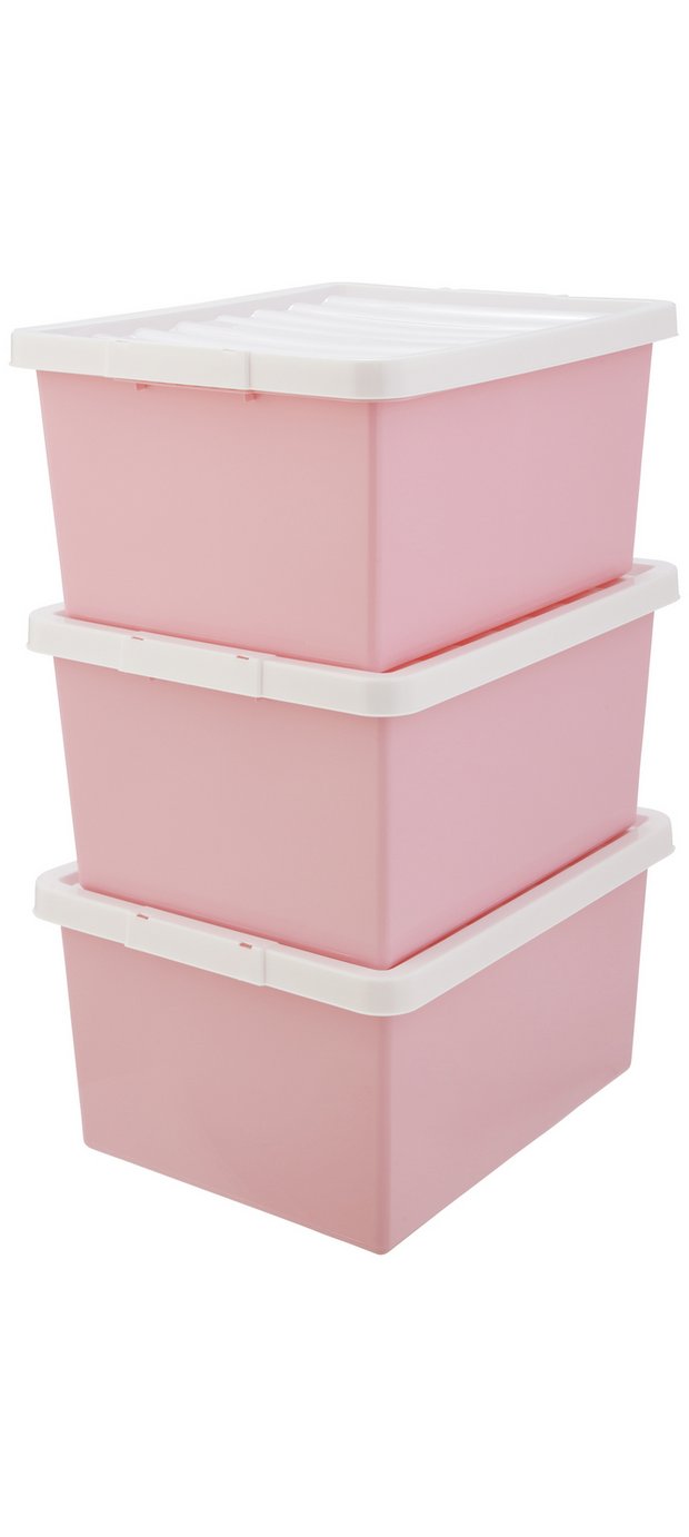 Buy Argos Home 3 x 27L Storage Boxes - Pink