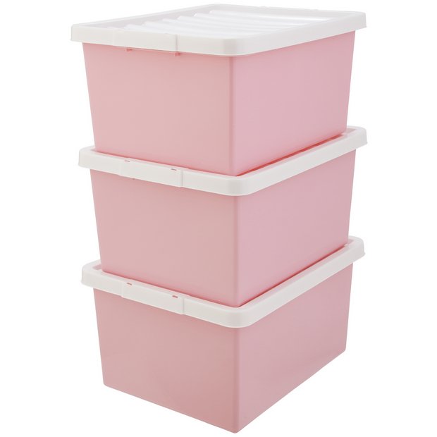 Buy Argos Home 3 x 27L Storage Boxes - Pink, Plastic storage boxes and  drawers