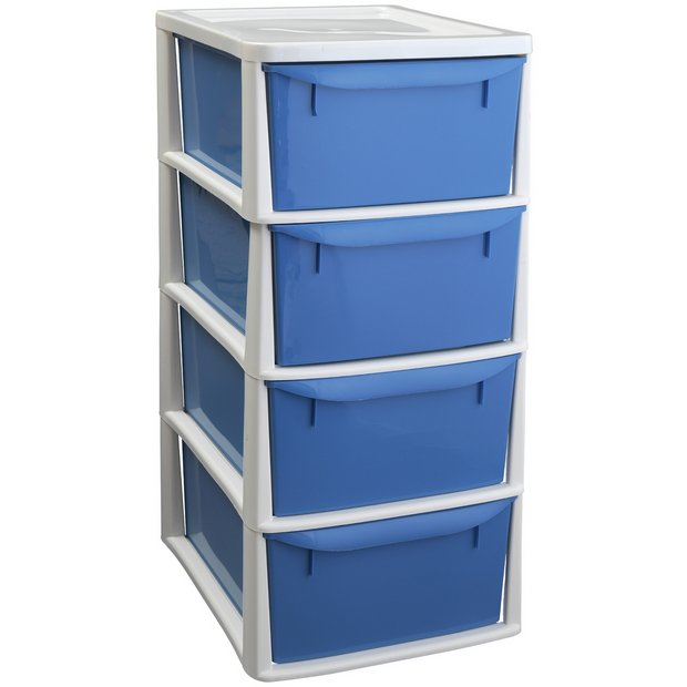 Really Useful Box Plastic 4 Drawer Storage Tower 7 Liters 18 x 15 34 x 12  ClearBlue - Office Depot