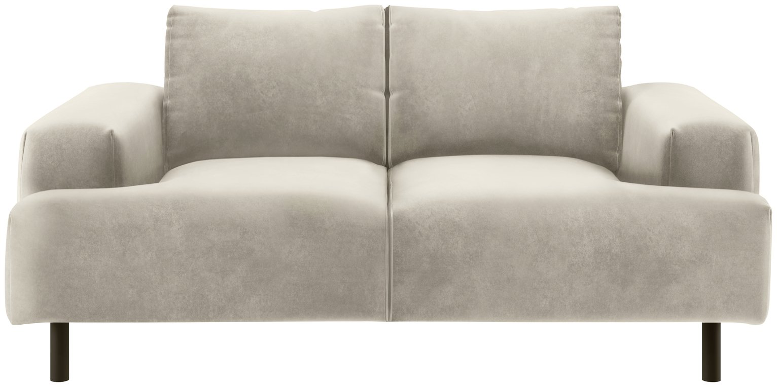 Habitat Julien Velvet 2 Seater Sofa - Natural