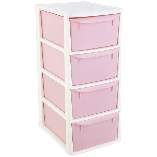 Buy Argos Home 4 Drawer Plastic Drawers Pink Plastic storage boxes and drawers Argos