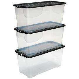 Really Useful Boxes Plastic Storage Box 32 Liters 19in. x 14in. x 12in. Clear