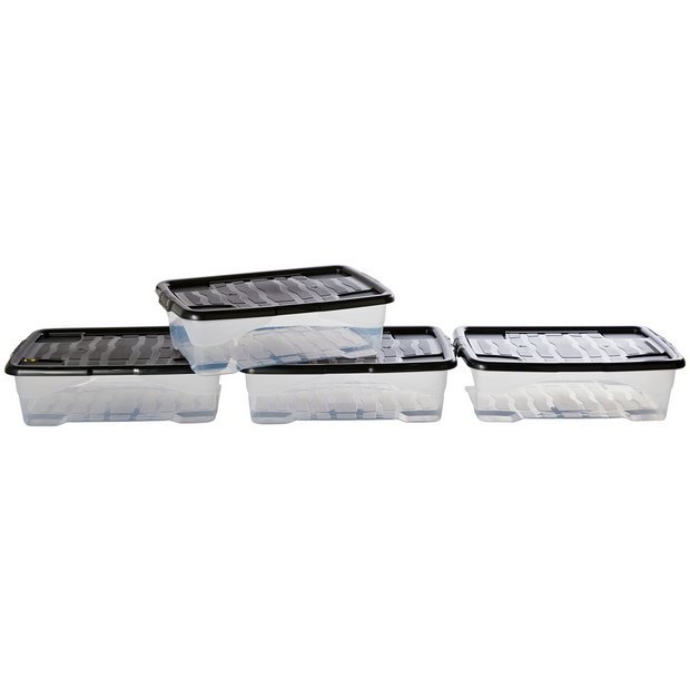 Buy Strata Curve 4 x 30L Underbed Storage Boxes - Clear | Plastic storage boxes and drawers | Argos