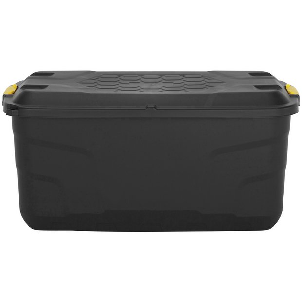 Buy 145lt Extra Large Massive Plastic Box with clip Lid and Wheels