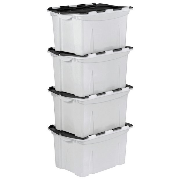 Wham 54L Grey Upcycled Crocodile Storage Box Wheels And Lid Set Of