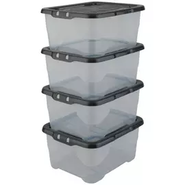 Argos Home Curve 4 x10L Plastic Box with Lid - Clear