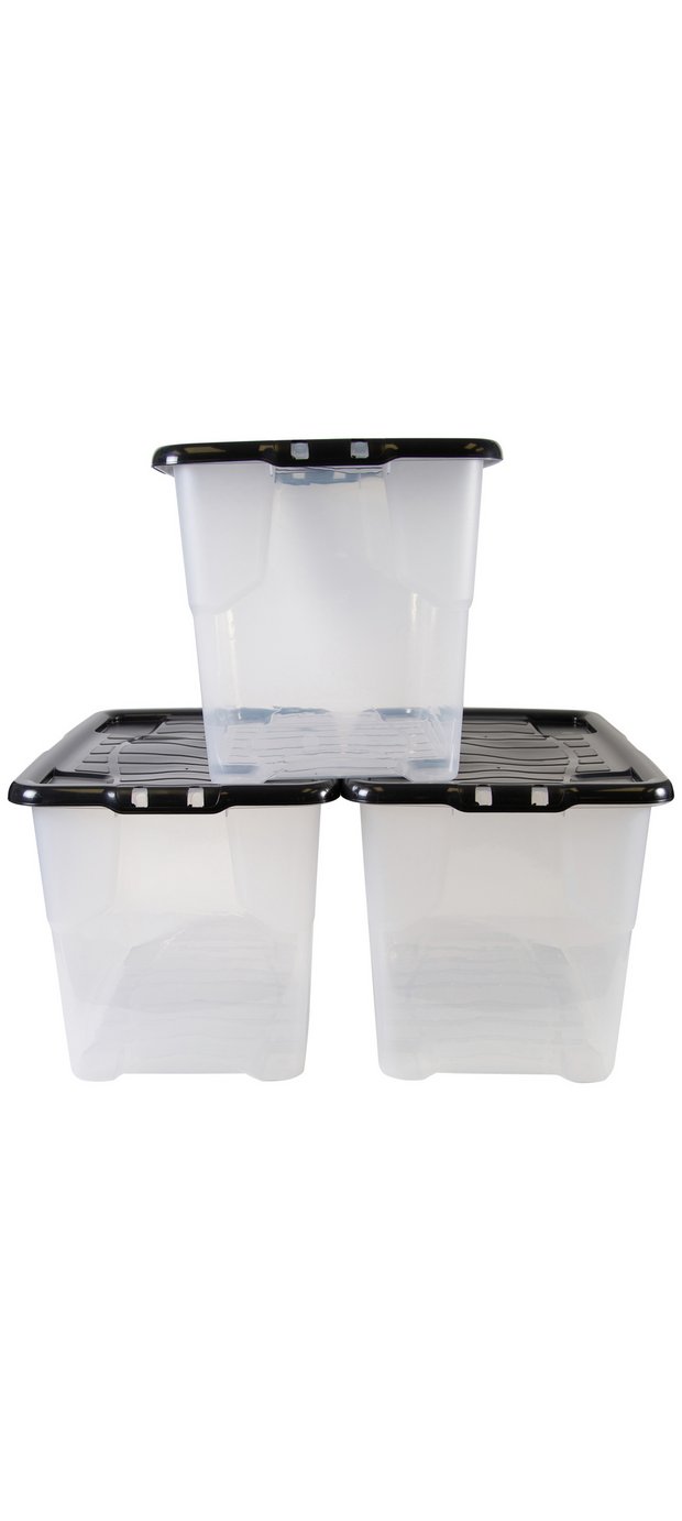 Buy Strata Curve 3 x 65L Plastic Box with Lid - Clear