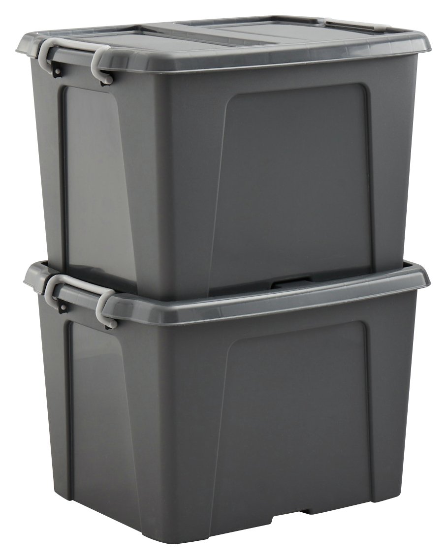 Strata Smart 2x40L Recycled Plastic Storage Boxes with Lid
