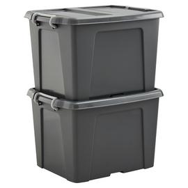 Strata 40L Lidded Recycled Plastic Storage Boxes - Set of 2