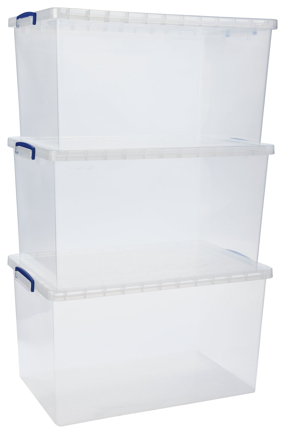 Really Useful 3 x 83L Plastic Storage Boxes - Clear