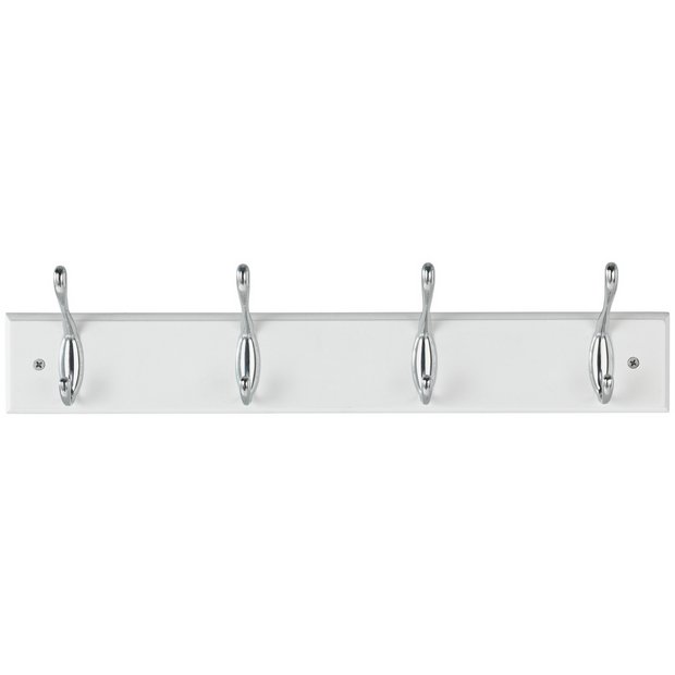 Buy Argos Home 4 Piece Double Chrome Coat Hooks White Coat hooks and stands Argos