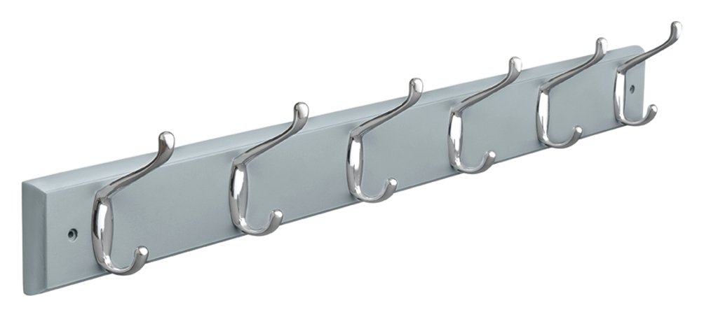 Habitat Pack of 6 Double Coat Hooks - Grey