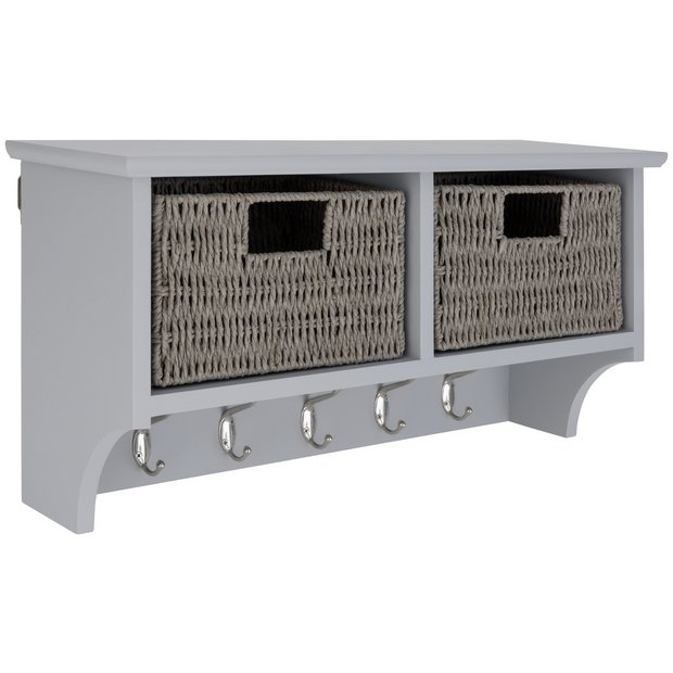 Buy Argos Home 2 Drawer Shelf with Hooks - Grey