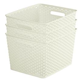 Curver My Style Set of 3 18 Litre Large Storage Boxes -White