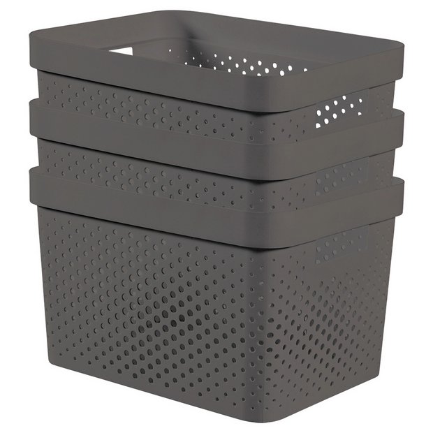 Buy Curver Infinity Dots 3 x 17L Storage Boxes Grey Plastic