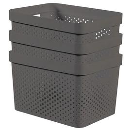Curver Infinity Dots Set of 3 17 Litre Storage Boxes - Grey
