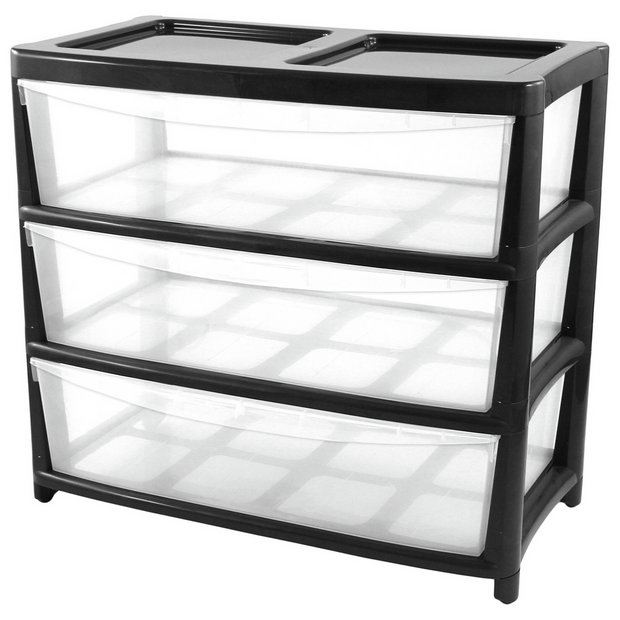 Plastic storage boxes and drawers